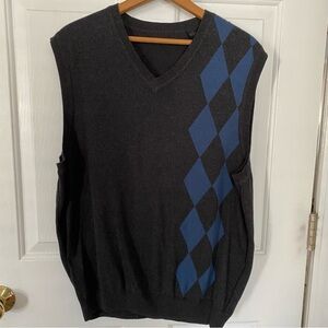 Men's Black and Blue Argyle Sweater Vest